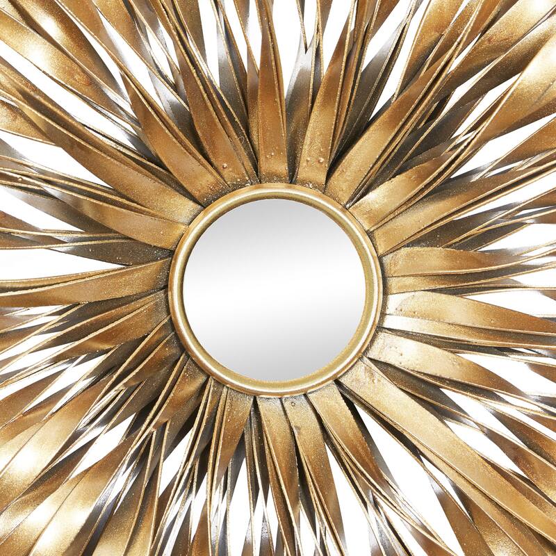 Metal Sunburst 3D Looped Home Wall Decor with Mirror Accent - Set of 3 Gold or Silver - Roche River Decor