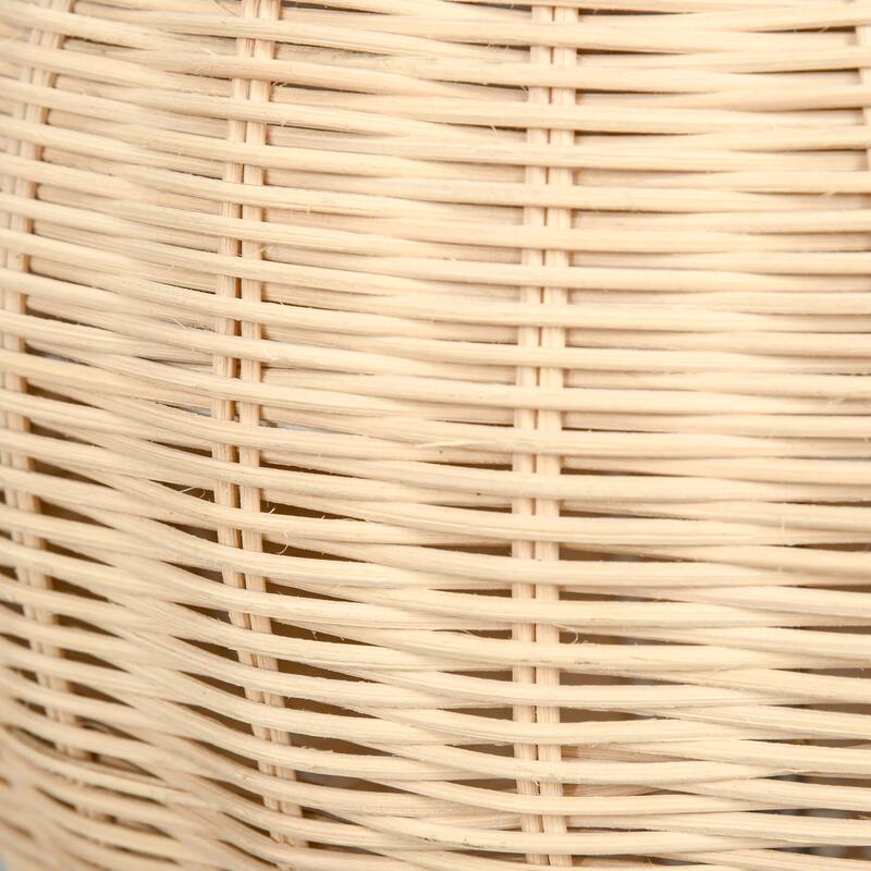 HOMCOM Nautical Style Table Lamp, Bedside Reading Light with White Fabric Lampshade and Rattan Base for E26 LED or Halogen Bulb