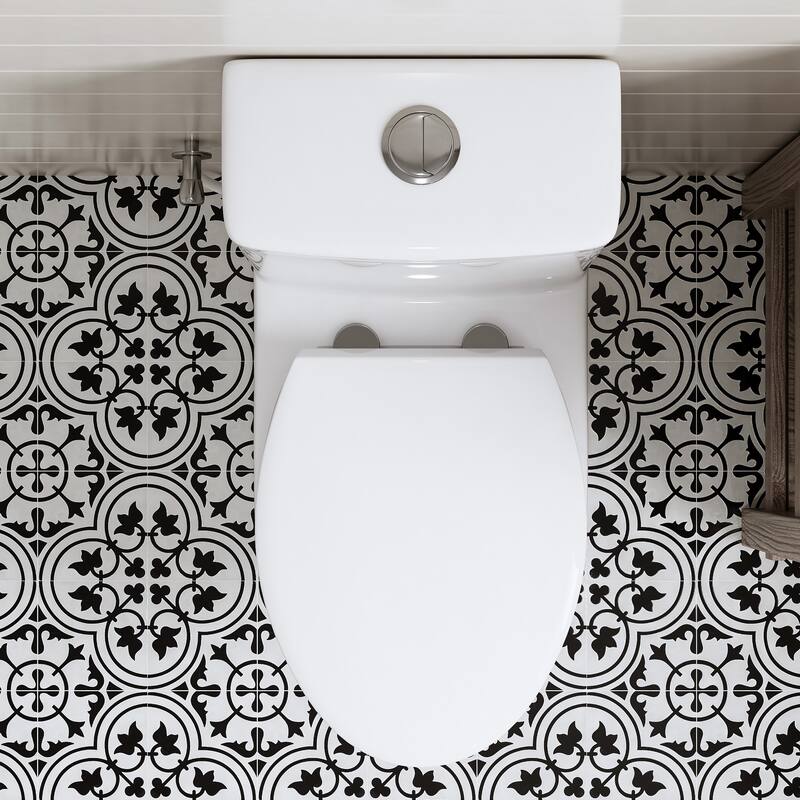 HOROW 1 Piece Dual Flush Elongated Toilet White 0.8 1.28 GPF Seat Included - N/A