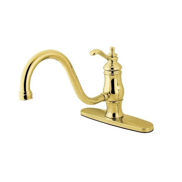 Kingston Brass KS157.TLLS Heritage Centerset Kitchen Faucet with Metal Lever Handle - Polished Brass