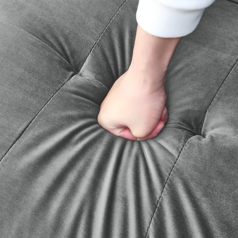 Velvet Futon Sofa Bed with Folded Armrests