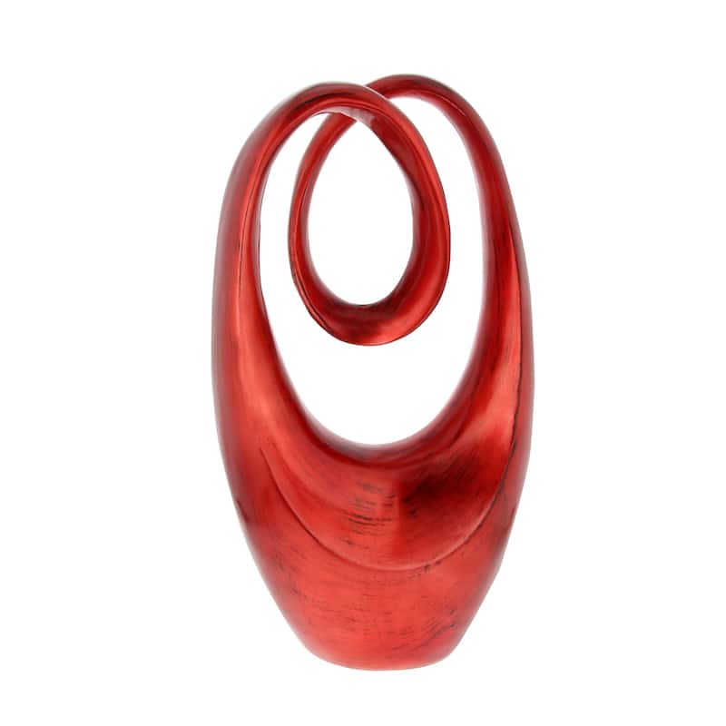 Artistic Polystone Swirl Abstract Sculpture - Orange or Red