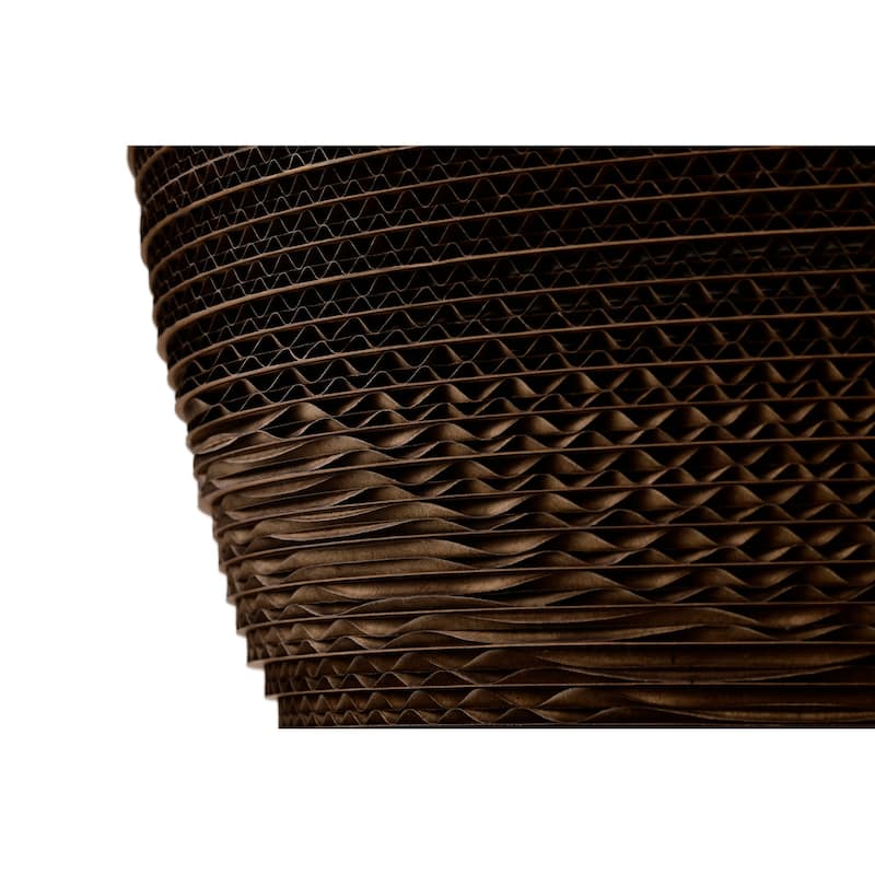 1-light Brown Natural Pendant Light With Nordic Style Corrugated Cardboard Shade