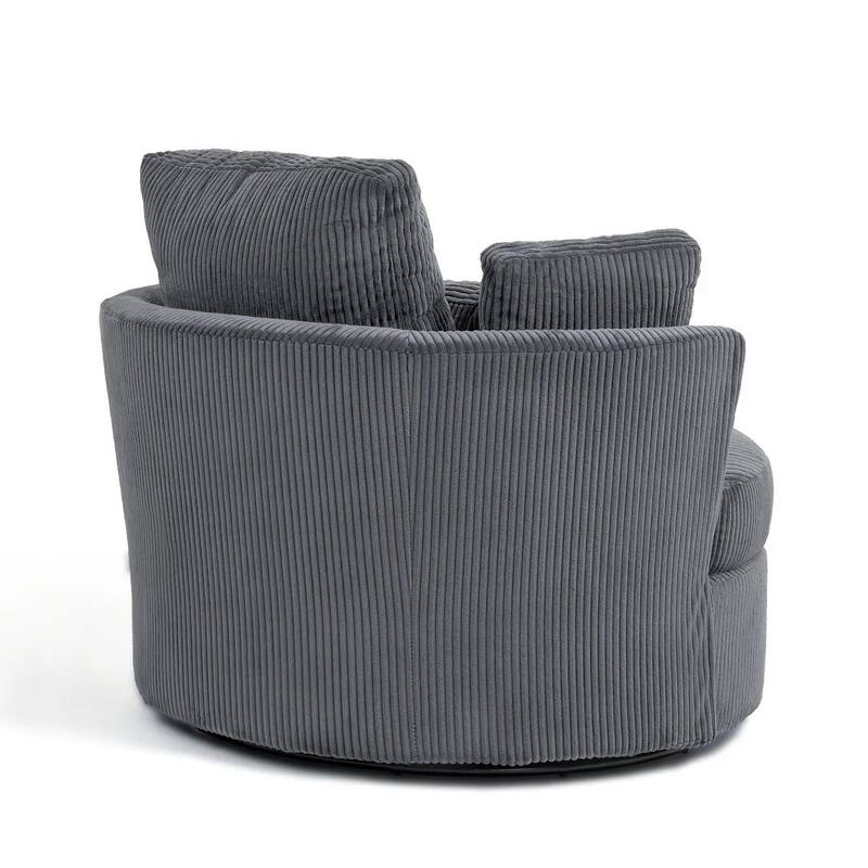 41" W Oversized Accent Barrel Swivel Chair with Moon Storage Ottoman