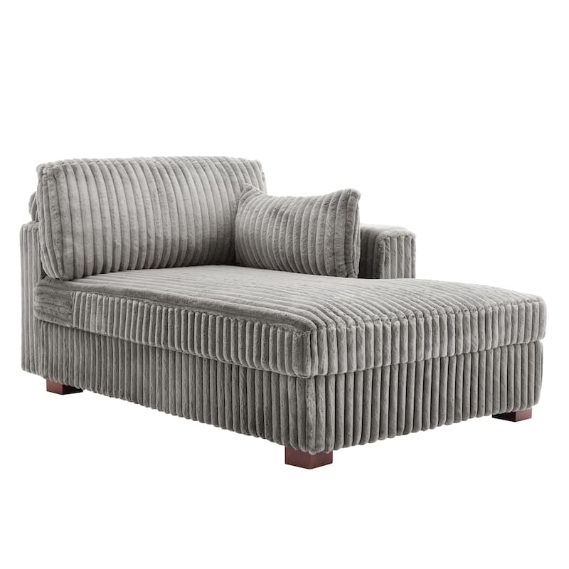 42" W Plush Corduroy Upholstered Chaise Lounge Sleeper for Living
