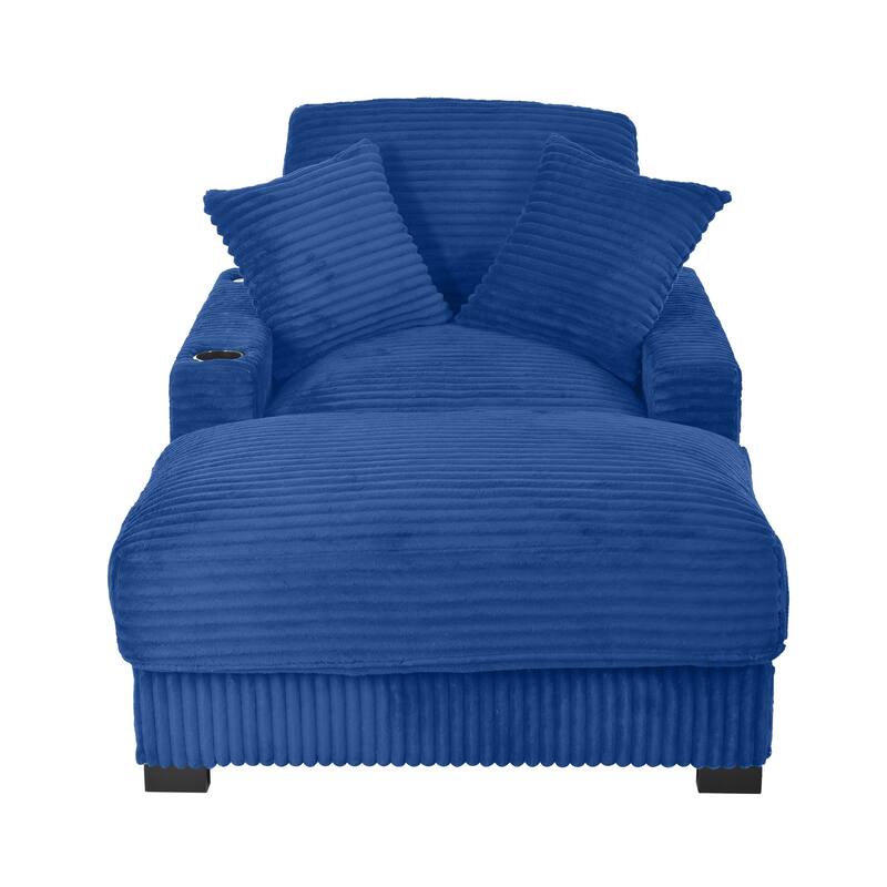 GDFStudio - Polyester 1-Seater 40.9"W Chaise Lounge with Tufted Back and Arm