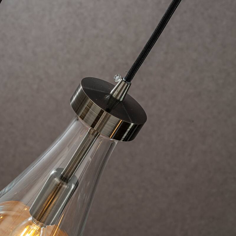 CraftHome Farmhouse Raindrop Glass Antique Brass Chandelier Rustic Teardrop Cluster Pendant Light for Kitchen Island