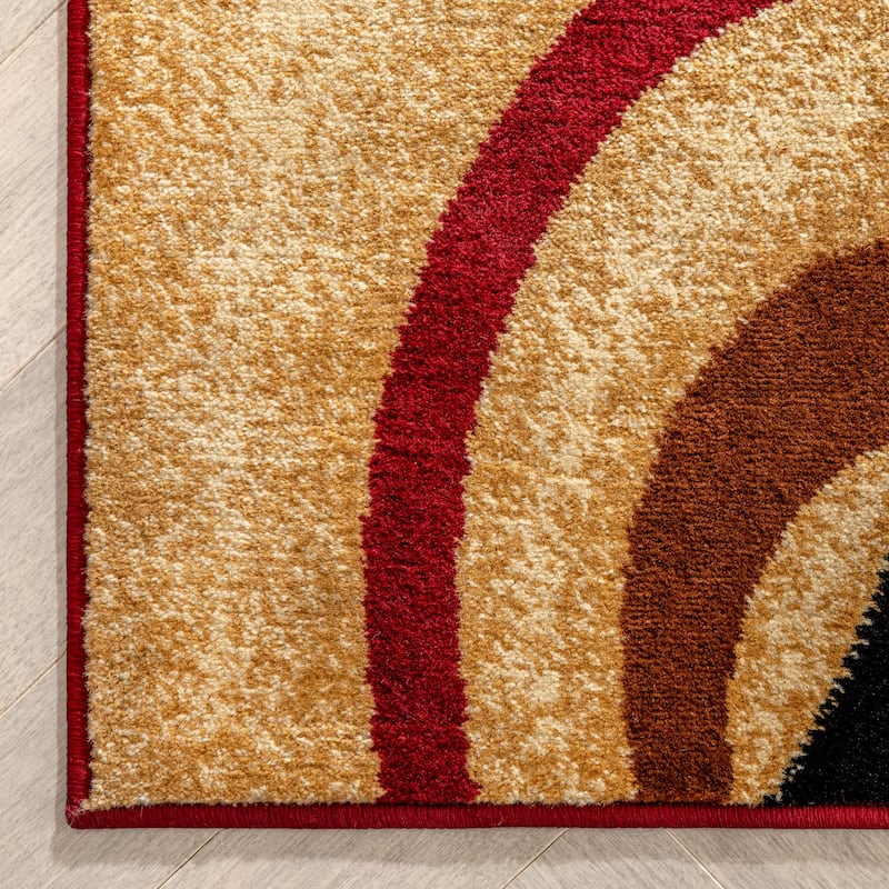 Well Woven Modern Geometric Abstract Shapes Red Oversized Runner Rug - 2'7" x 10'