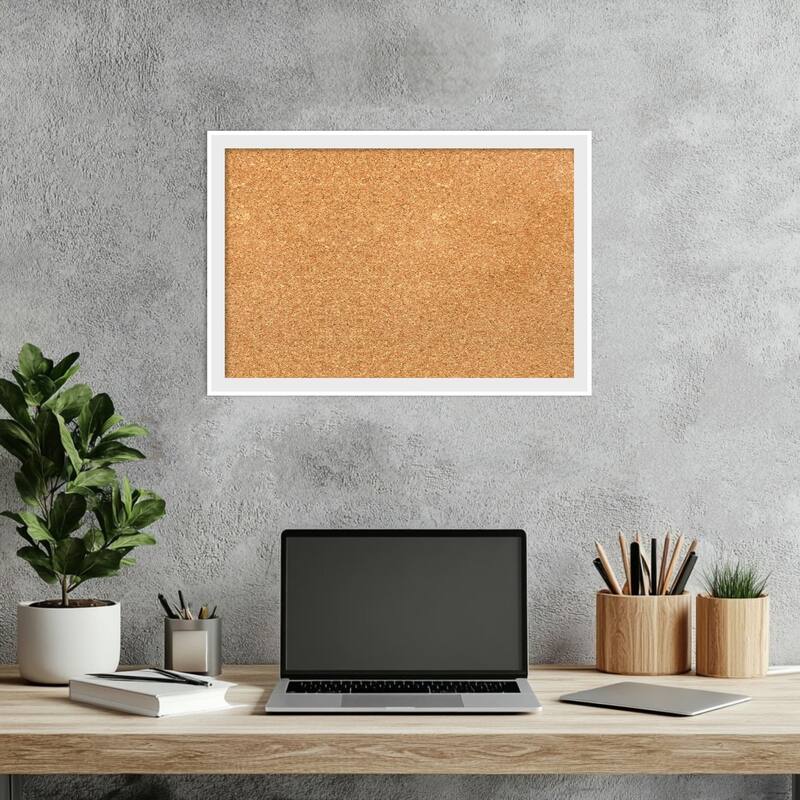 Incline White Wood Framed Cork Board - Bulletin Board, Organization Board, Pin Board