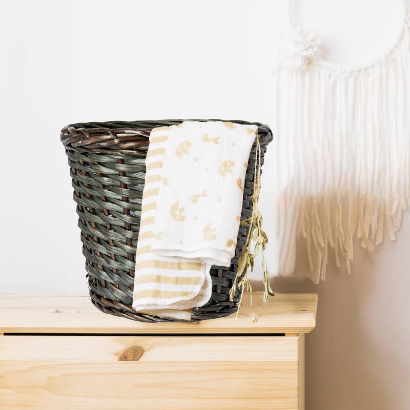 Household Essentials Wicker Waste Basket with Plastic Liner