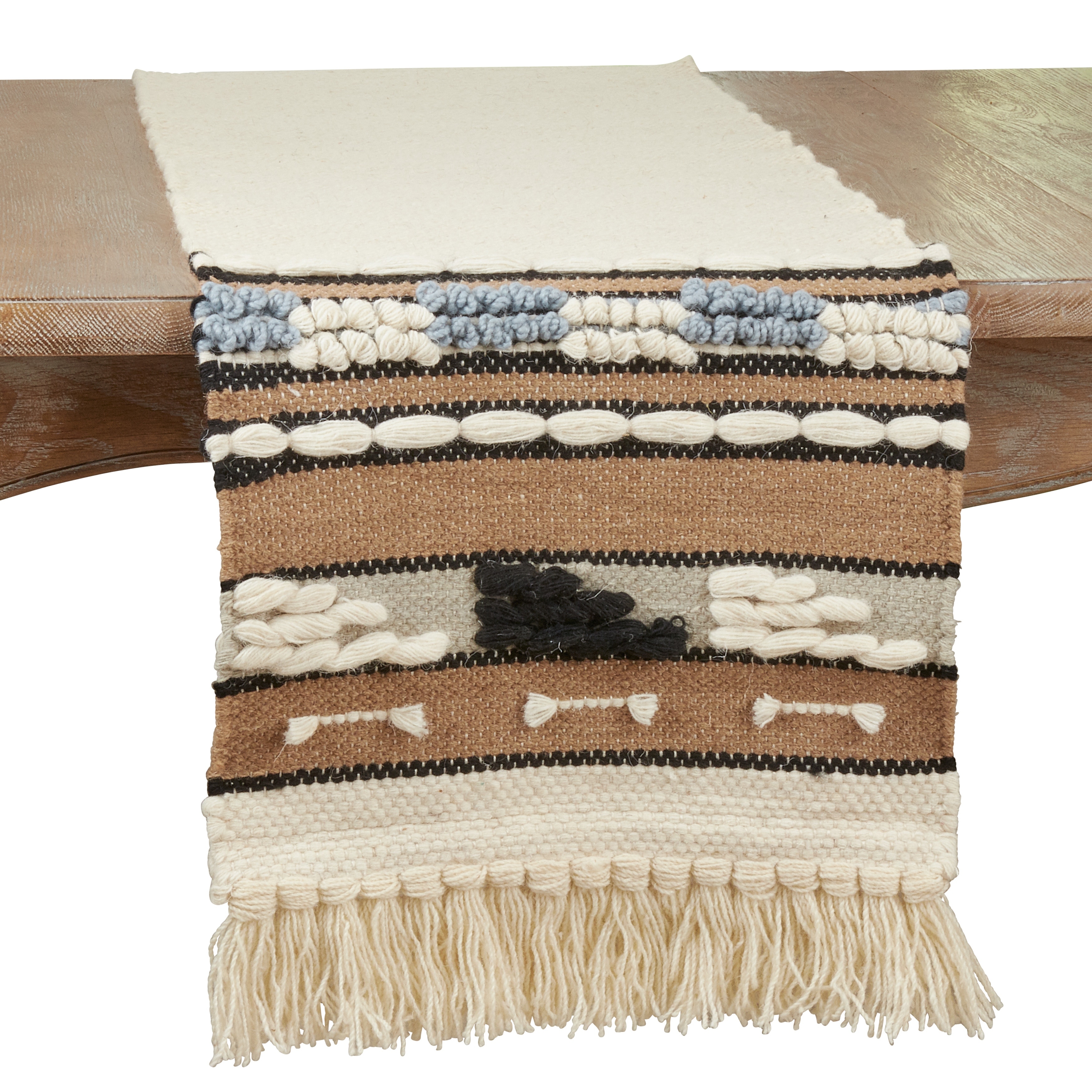 Textured Table Runner With Boho Design - 16"x72"