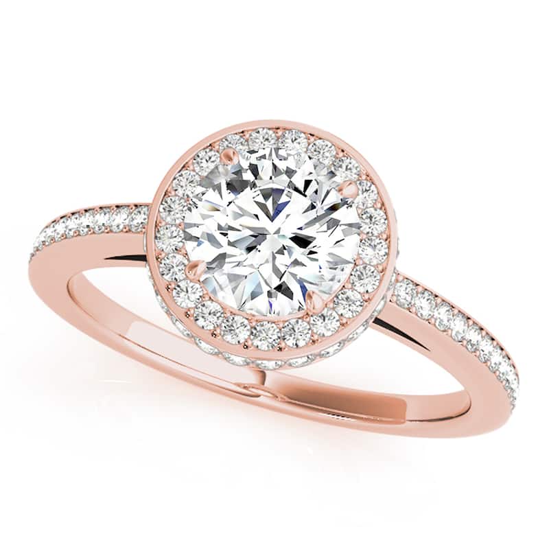 Auriya 14k Rose Gold Lab Grown Round Diamond Halo Engagement Ring 0.50 to 5.00 ct. tw. (F-G VS) - 0.75 ct. center - 7