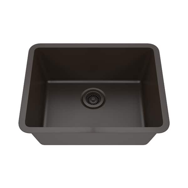slide 2 of 7, 23 Inch Lexicon Platinum Quartz Composite Drop-in Undermount Single Bowl Galaxy Mocha Kitchen Sink LP-2318-M-SO Galaxy Mocha