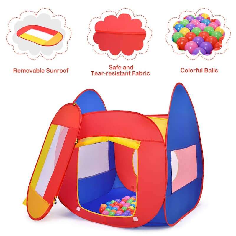 Portable Kid Play House Toy Tent with 100 Balls - 34" x 34" x 40"