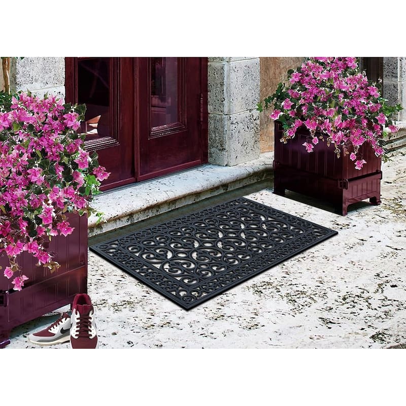 A1HC Outdoor Floor Mat, Rubber 24"x36” outside entryway Scrapes Shoes Clean of Dirt Heavy Duty Doormat for Indoor Outdoor