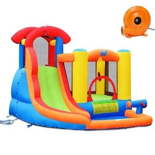 Kid Inflatable Bounce House Water Slide Castle with Blower - Multi - 9" x 10.5" x 7" (L x W x H)