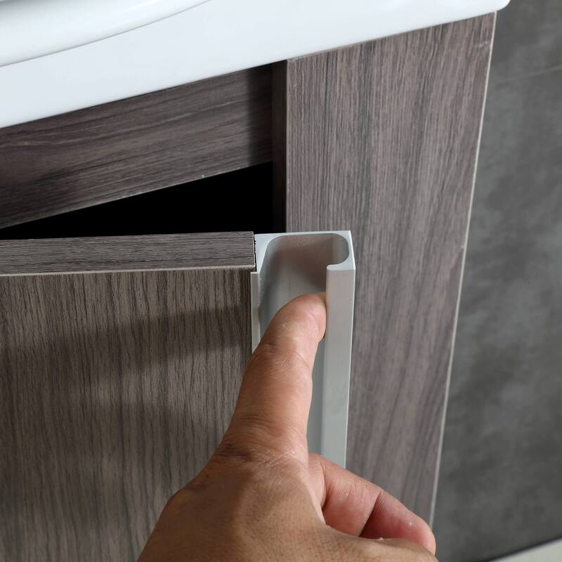 Fine Fixtures Compacto Black Walnut Wall Mount Single Bathroom Vanity with Vitreous China Sink and Mirror