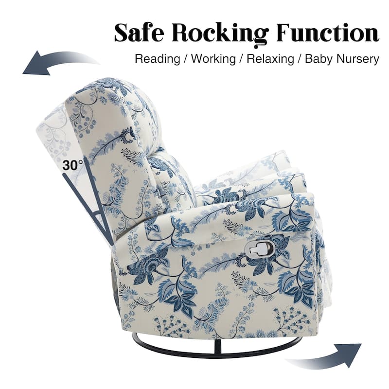 HOMYKA Floral Manual Recliner Swivel Rocking Chair Glider Set of 2