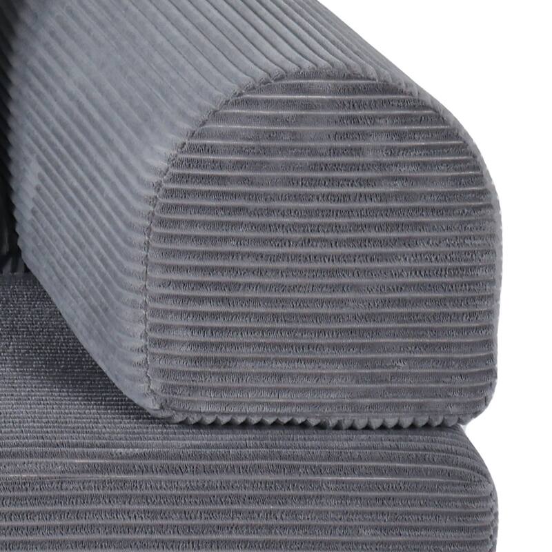 2-in-1 Convertible Floor Sofa Bed, Foldable Compressed Loveseat Lounge, Faux Fur Upholstered Cloud Boneless Couch with 2 Pillows