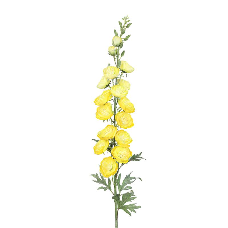 Set of 2 Yellow Artificial Hybrid Delphinium Flower Stem Spray 36in - 36" L x 5" W x 5" DP