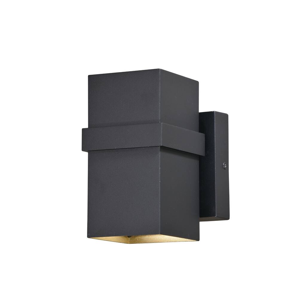 VAXCEL Lavage 7 in. H 2-Light Black Outdoor Wall Sconce, Rust-Resistant Aluminum Metal Shade, Up-Down Wall Wash, Integrated LED