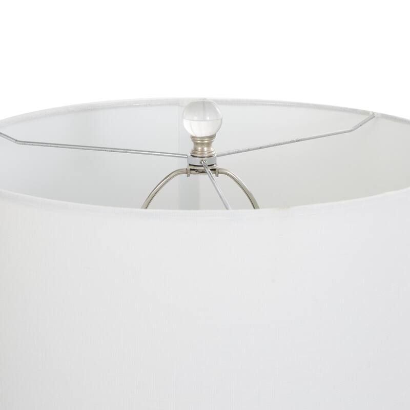 White Glass Abstract Room Accent Lamp with Blue Drip Splatter Design