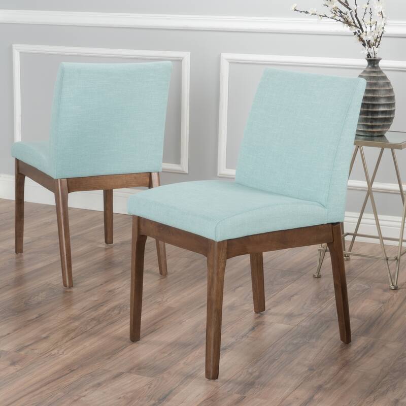 Christopher Knight Home Kwame Upholstered Dining Chairs (Set of 2) - Mint/Walnut Finish
