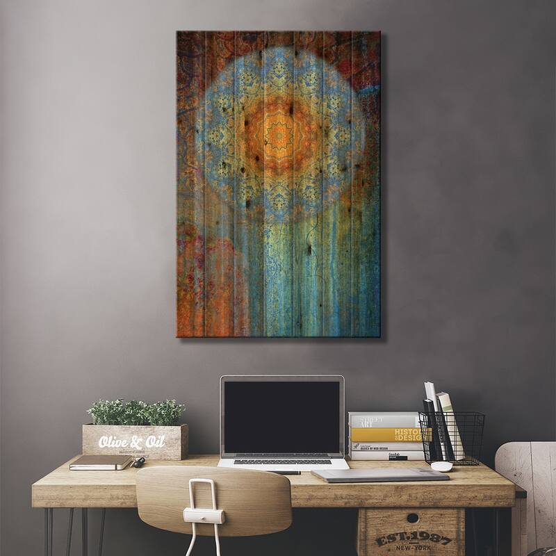 Azuma Mandala Print On Wood by LuAnn Ostergaard - Multi-Color