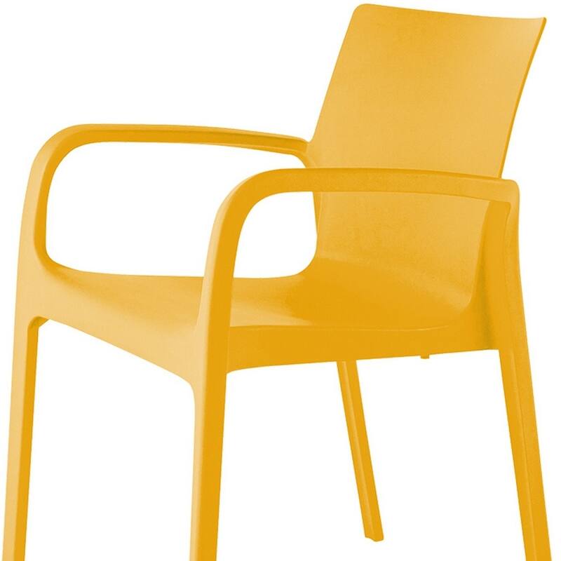 HomeRoots Set of Two Gold Heavy Duty Plastic Outdoor Stacking Dining Chairs