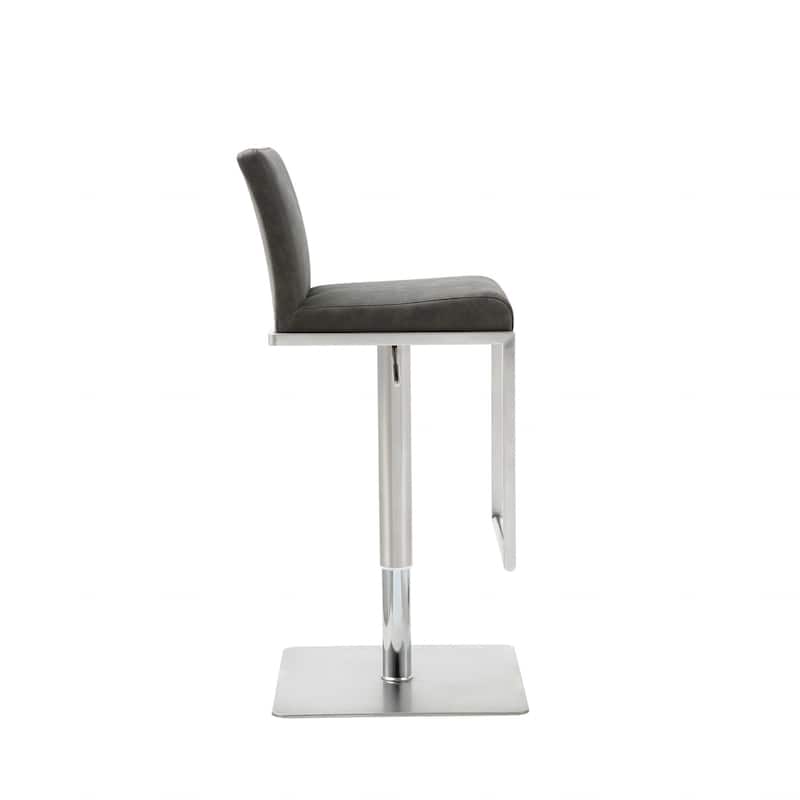 Small Contemporary Faux Leather Bar Stool with Upholstery Adjustable and Footrest Support - 18"L X 16.5"W X 31-41"H