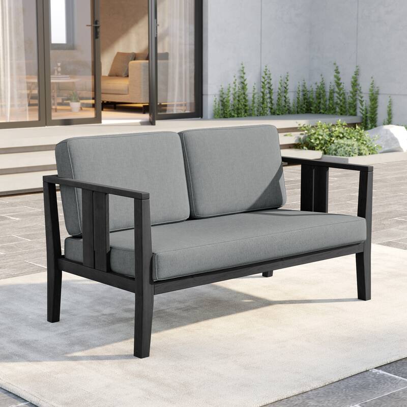 Outdoor Teak Solid Wood Patio Furniture Set Loveseat Armchair Table Collection