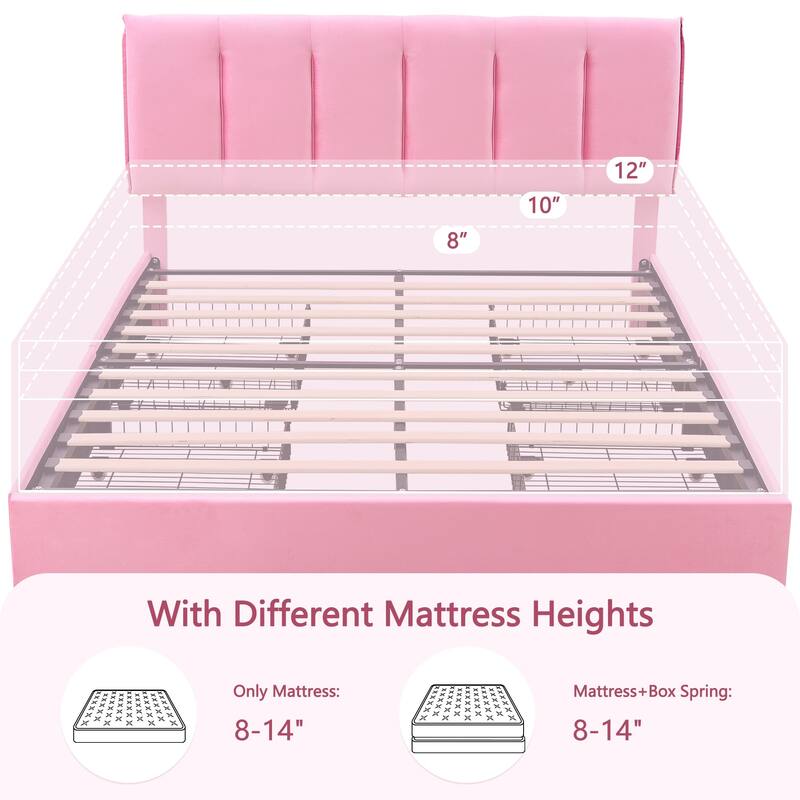 Javlergo Bed Frame with Storage Drawers, Upholstered Platform Bed Frame with Adjustable Headboard