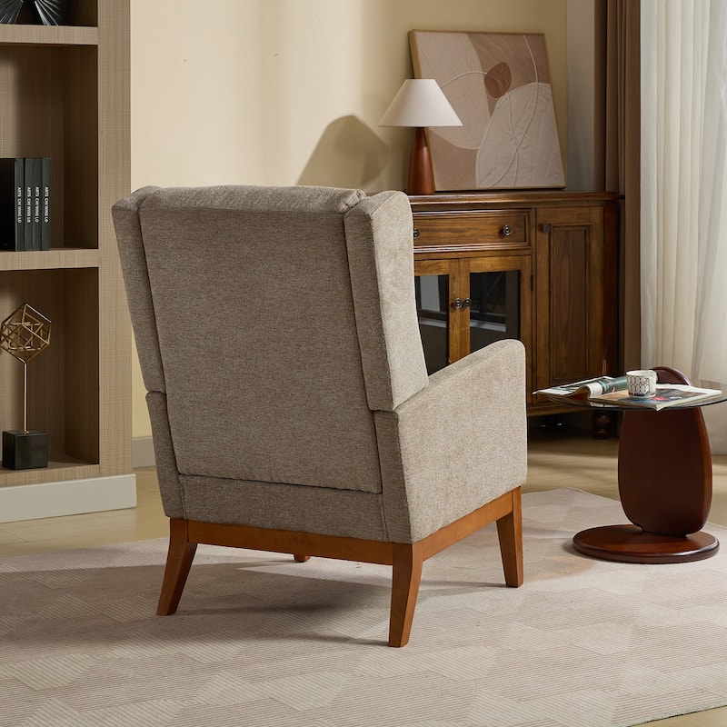 26.18" Wide Accent Chair,Polyester Blend High Back Reading Chair ,Upholstered Armchair Club Chair,Single Sofa with Wood Legs