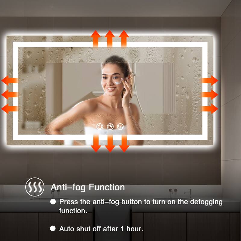 LED Bathroom mirror with Light,Dimmable 3 Colors Temperature Anti-fog Wall Mounted LED Bathroom Mirror(Frontlit & Backlit)