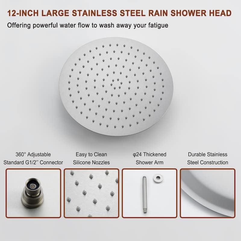 Dual Shower Heads 12 Inch Ceiling Mounteded Rainfall Shower Set