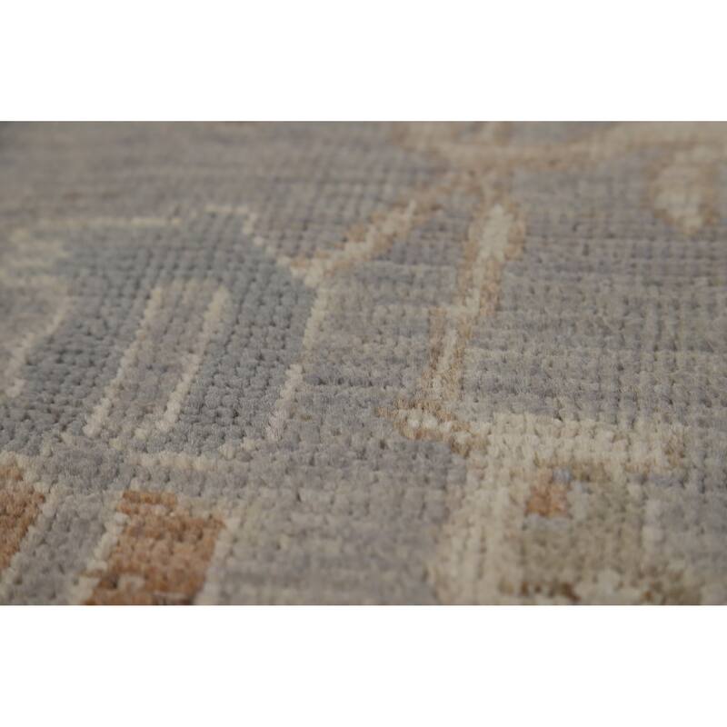 Hand Knotted Oriental 100% Wool Carpet Transitional All-Over Greys & Charcoal Oushak Area Rug - 11' 9'' X 9' 2''