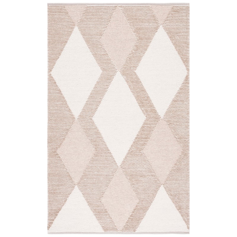 SAFAVIEH Handmade Natura Iridenta Diamond Boho Wool Rug - 6' Square - Natural/Ivory
