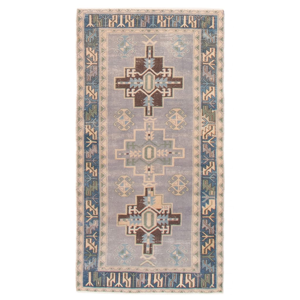 ECARPETGALLERY Hand-knotted Antalya Vintage Grey Wool Rug - 3'2 x 6'2