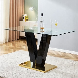 Large Modern Minimalist Rectangular Glass Dining Table - Bed Bath ...