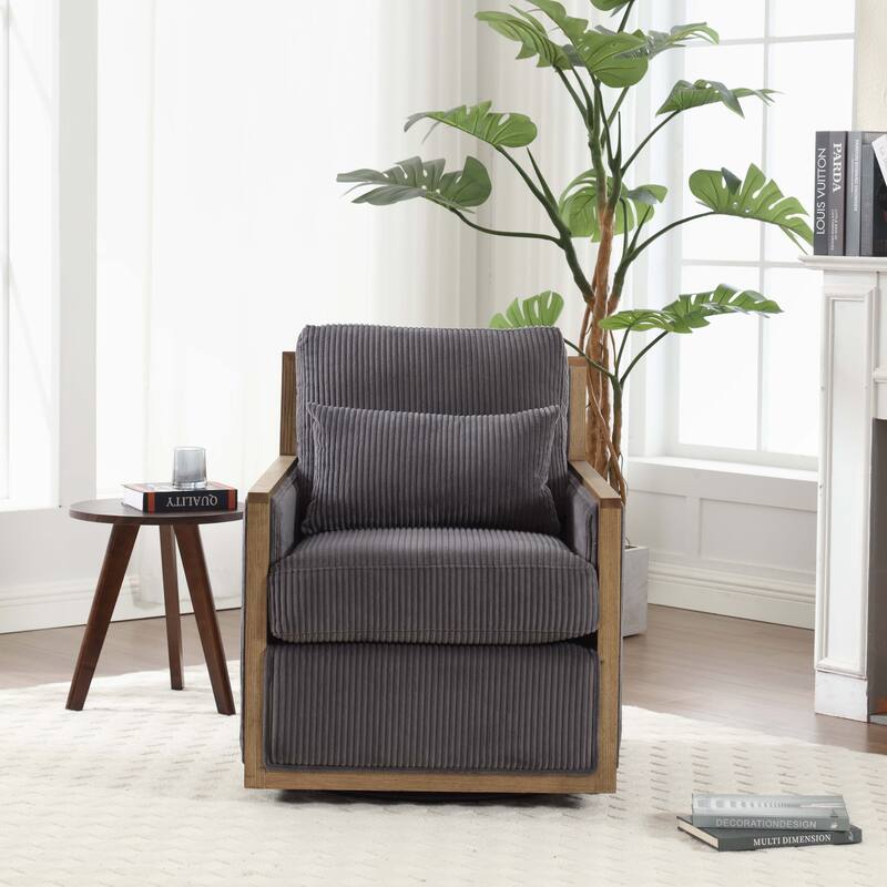 Swivel Barrel Chair, Comfy Accent Sofa Chair for Living Room, 360 Degree Swivel Barrel Club Chair