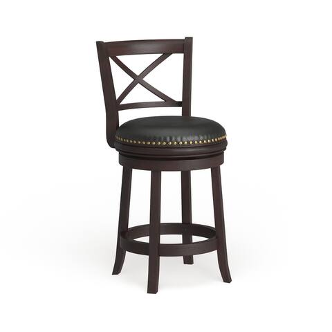 SAFAVIEH Ulster X-Back Cappuccino Finish 24-inch Counter Stool - 19" x 19" x 38" - 19" x 19" x 38"