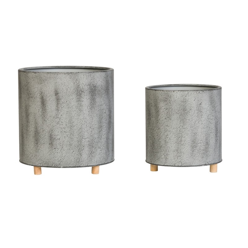2-Piece Modern Metal Planter Pot With Peg Base