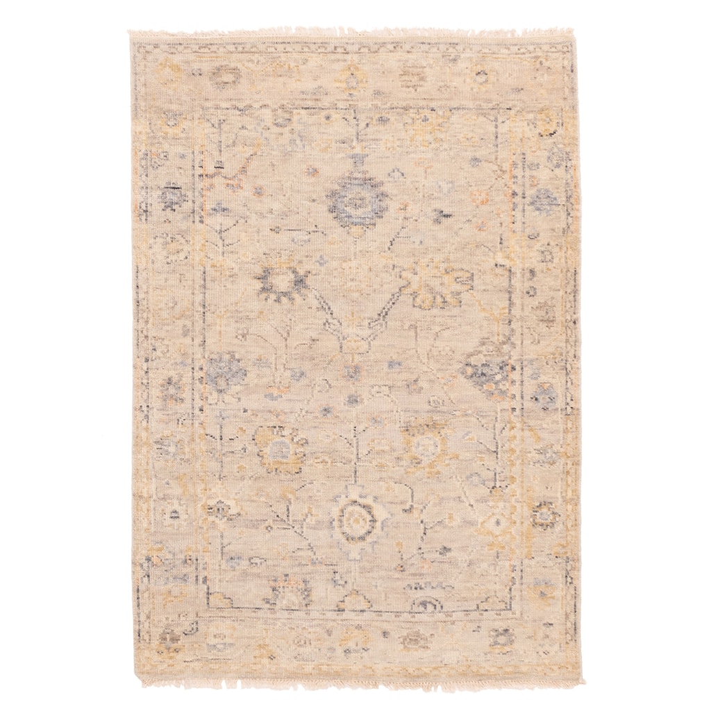 ECARPETGALLERY Hand-knotted Modern Oushak Light Grey Wool Rug - 4'1 x 5'10