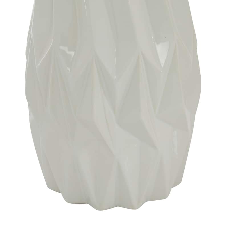 White Ceramic Geometric Decorative Vase