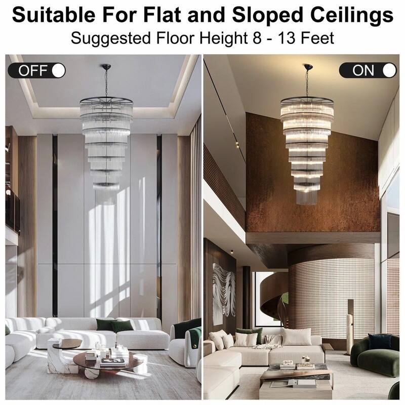 KAYLA 125 in. 20-Light Gold Crystal Chandelier- High Ceiling Lighting Fixture