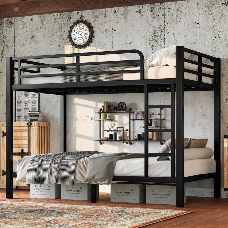 Metal Twin over Twin Bunk Bed for Teens and Adults,Space-Saving/Noise Reduced/No Box Spring Needed, Black