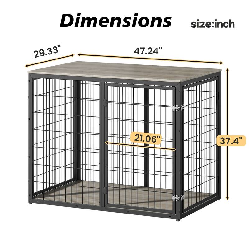 GDF Studio - HearthPaw Modern Furniture Dog Crate with Triple Door Access