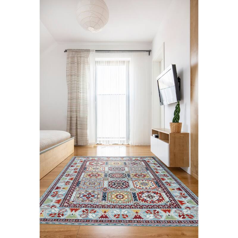 Home Decor Blue Hand-Knotted Wool Geometric Area RugModern and Stylish Rug for Living Room, Bedroom, Office, or Home Decor