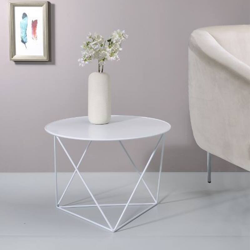 Round Table Accent Table in Metal Base