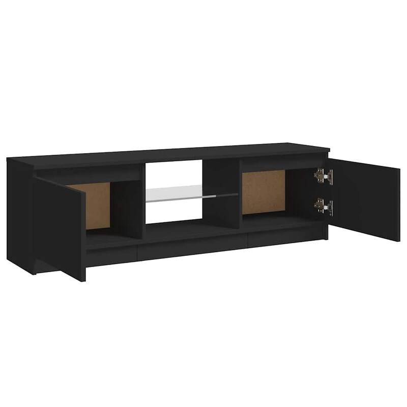 vidaXL TV Cabinet Black Engineered wood, tempered glass Medium - 47.2" x 12" x 14"